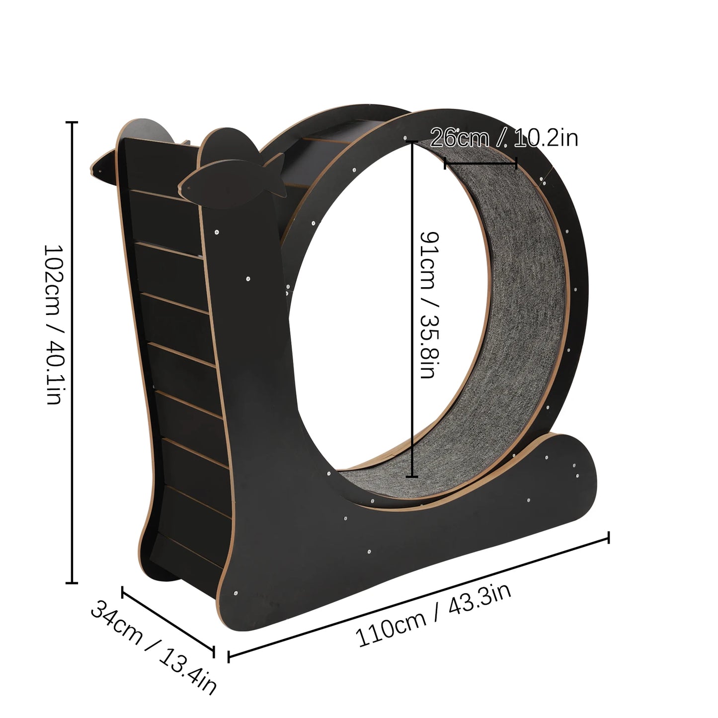 Cat Exercise Wheel With Carpeted Runway Fitness Toy For Cats
