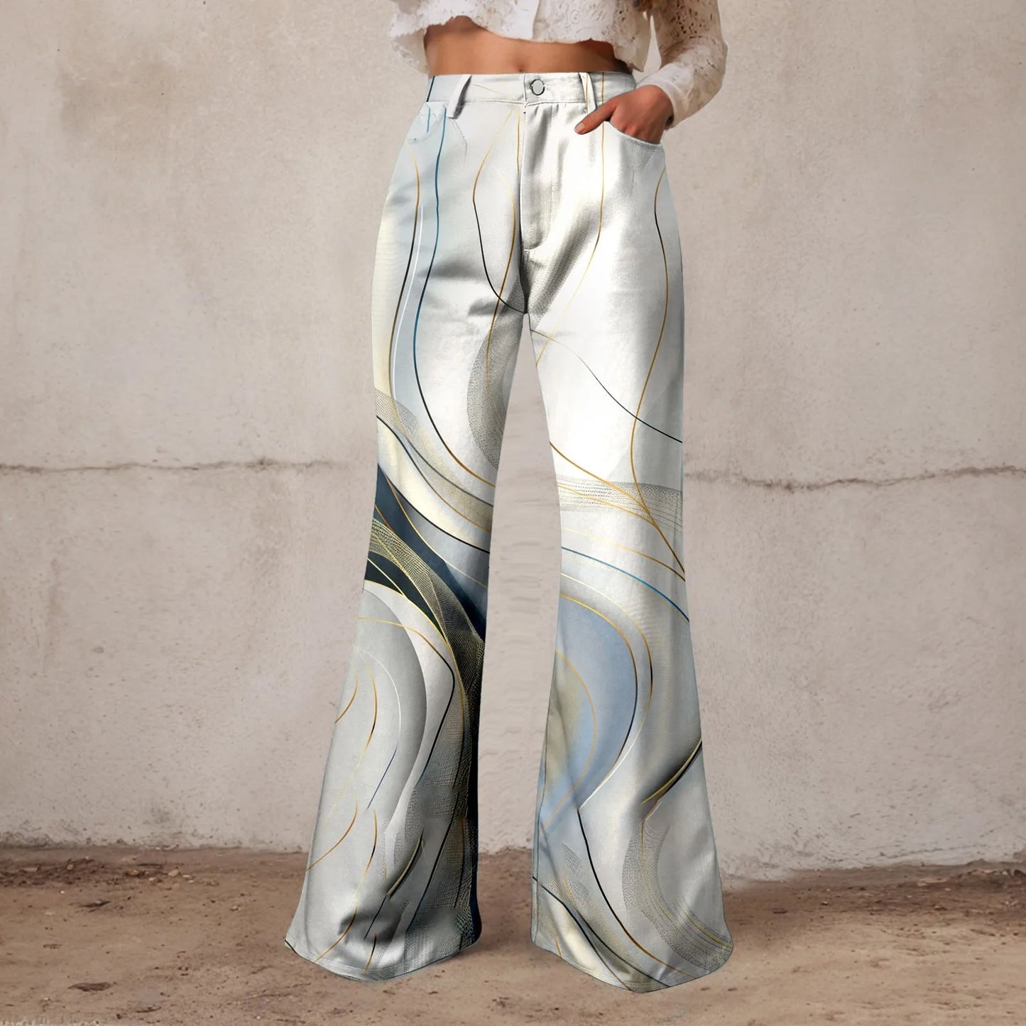 Women Baggy High Waist Wide Leg Jeans Washed Denim