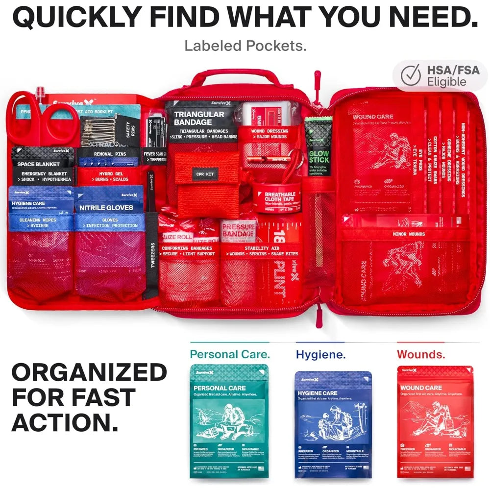 First Aid Kit For Car Travel Outdoors With Zip Stitch