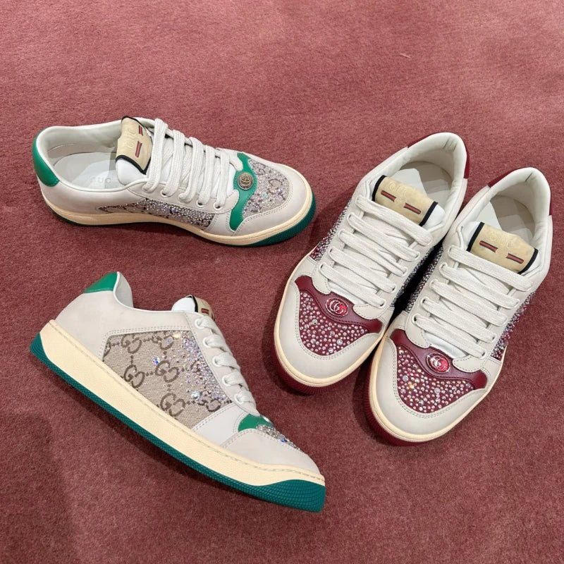 Italian Retro Luxurious Womens Shoes Screener Series Glittery Distressed