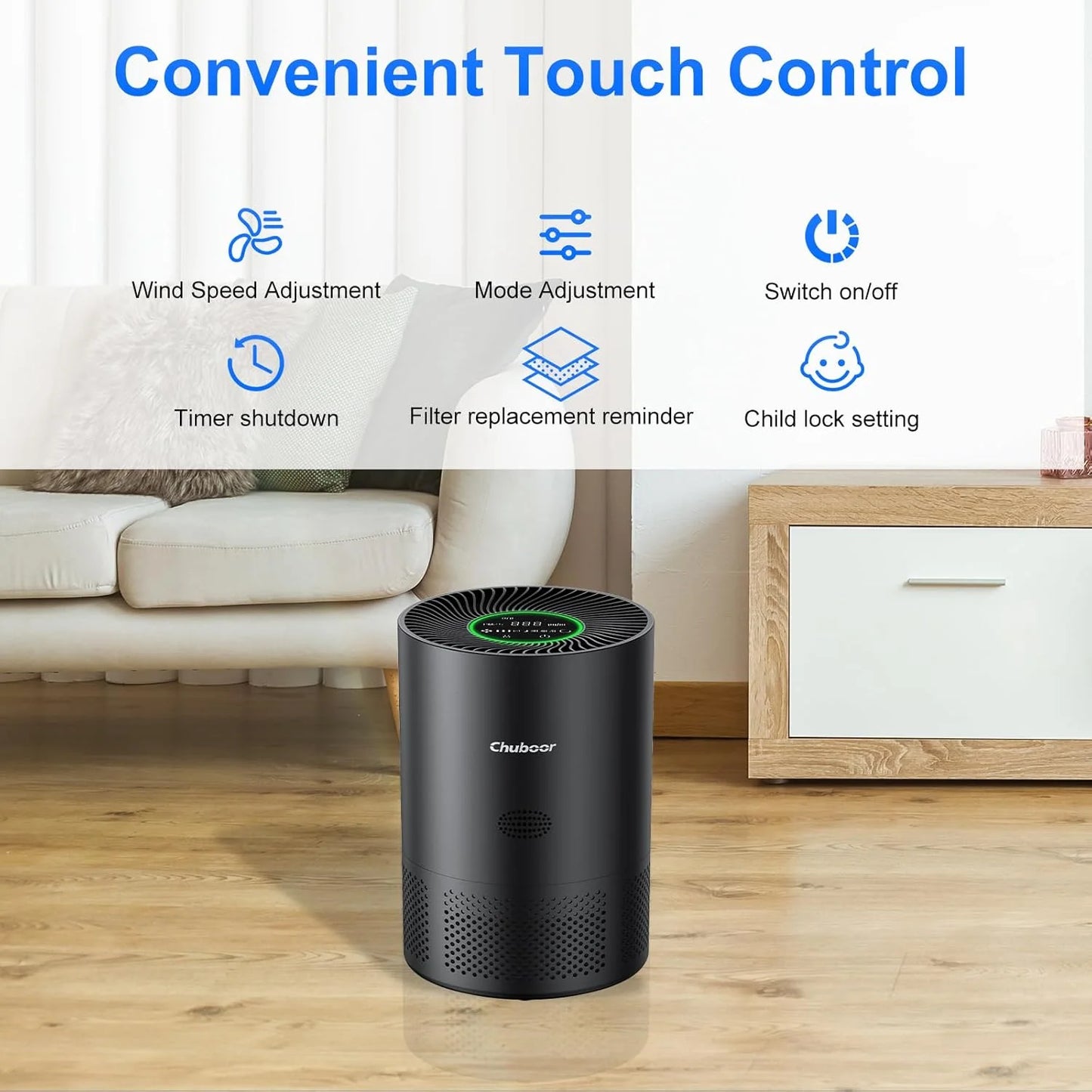 Chuboor H13 True HEPA Air Purifier For Home PM2.5 Odors