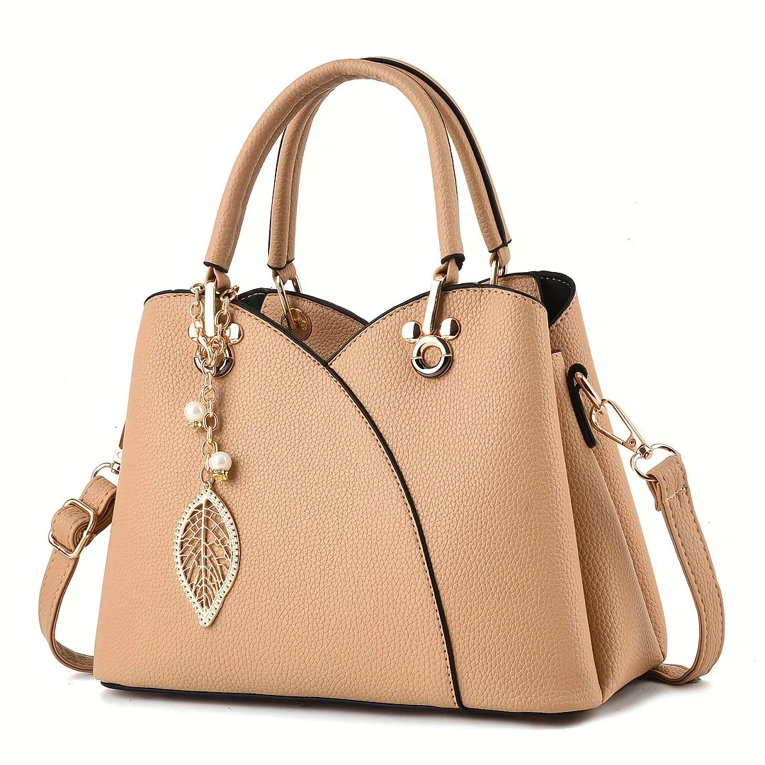 Lychee Patterned PU Leather Handbag For Women Everyday Use