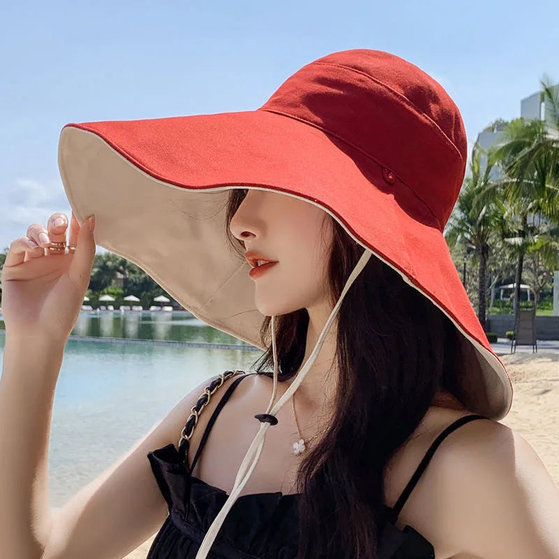 UPF 50 Wide Brim Sun Hat For Women Foldable Travel