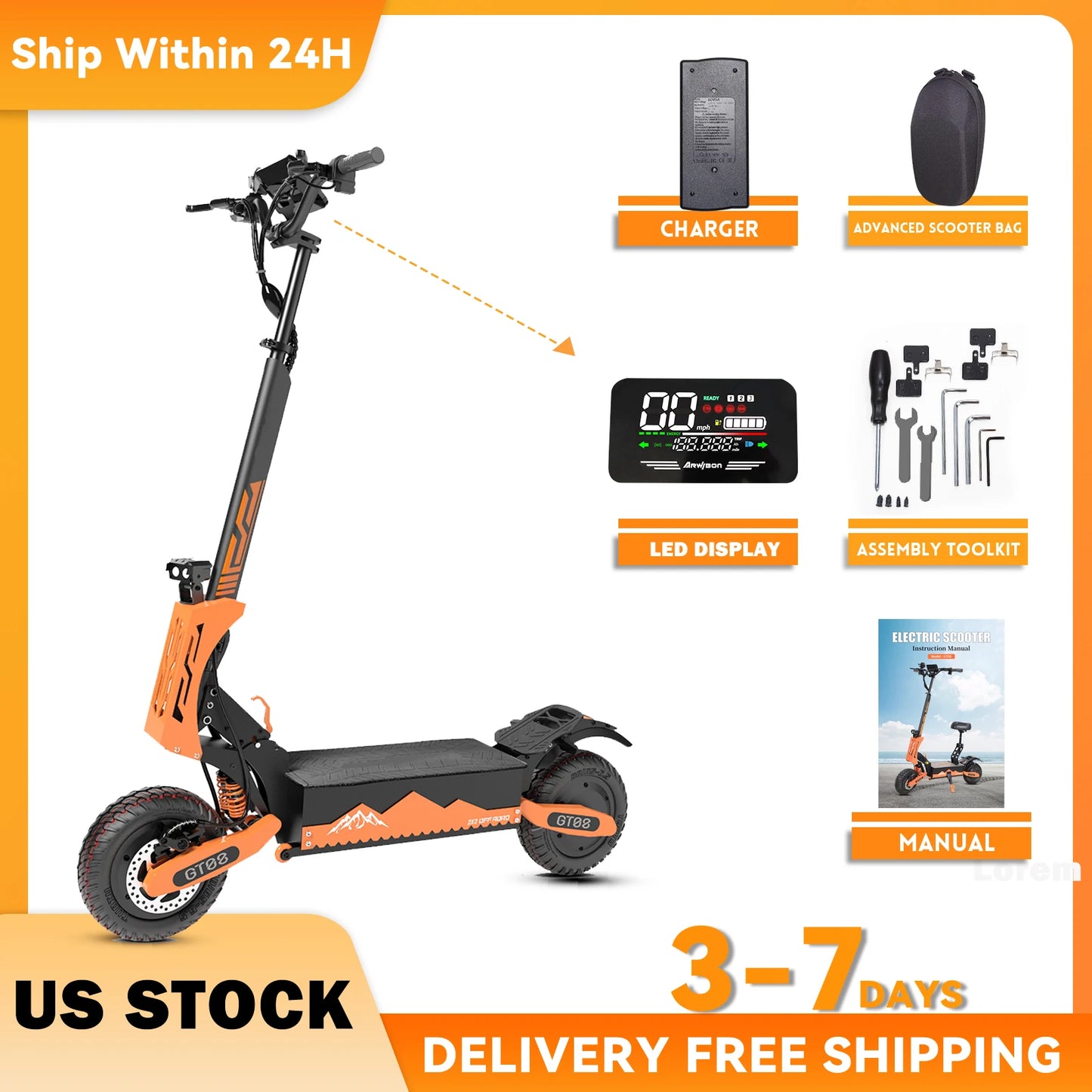 Arwibon GT08 5600W Electric Scooter With 46 MPH Top Speed