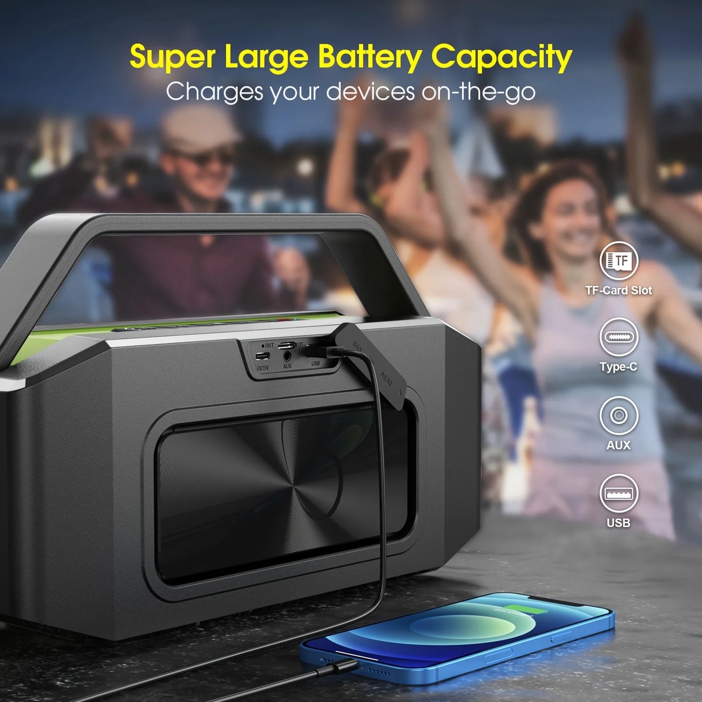 W-King D9-1 Bluetooth Speaker 100W Peak IPX6 Portable