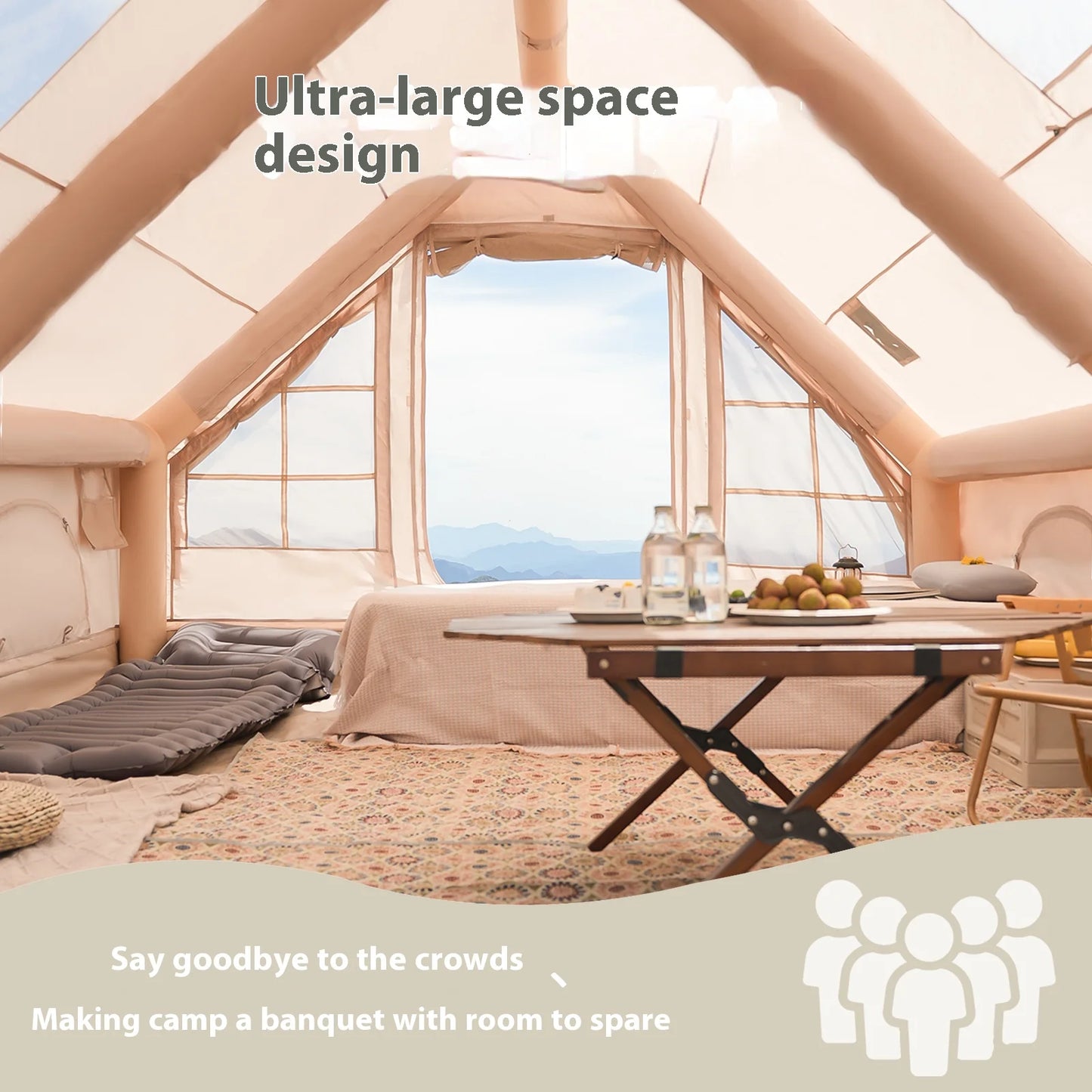 Pakicetus Inflatable Camping Tents With Stove Plug For Outdoors
