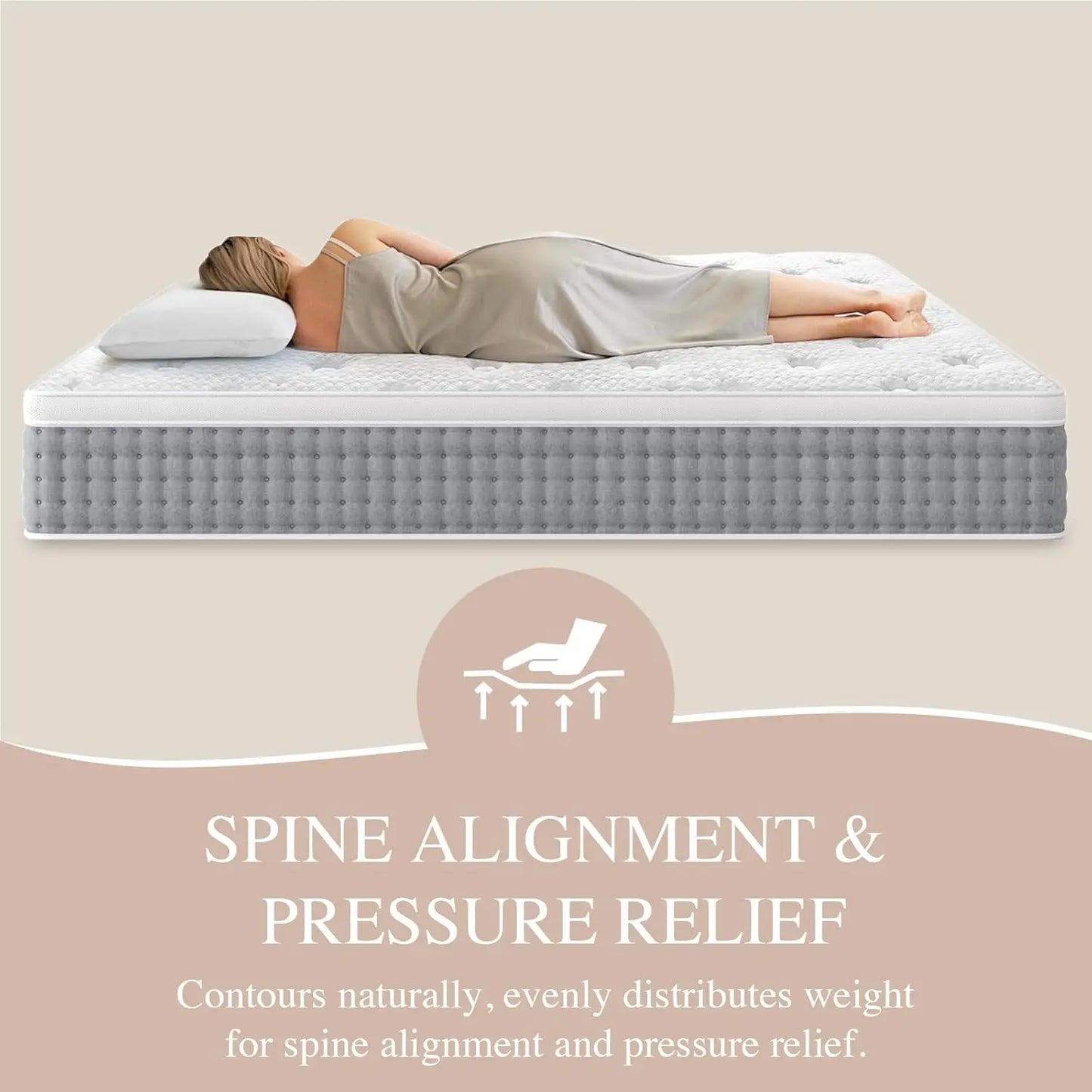 Cooling Hybrid Firm Mattress in a Box With Lumbar Support