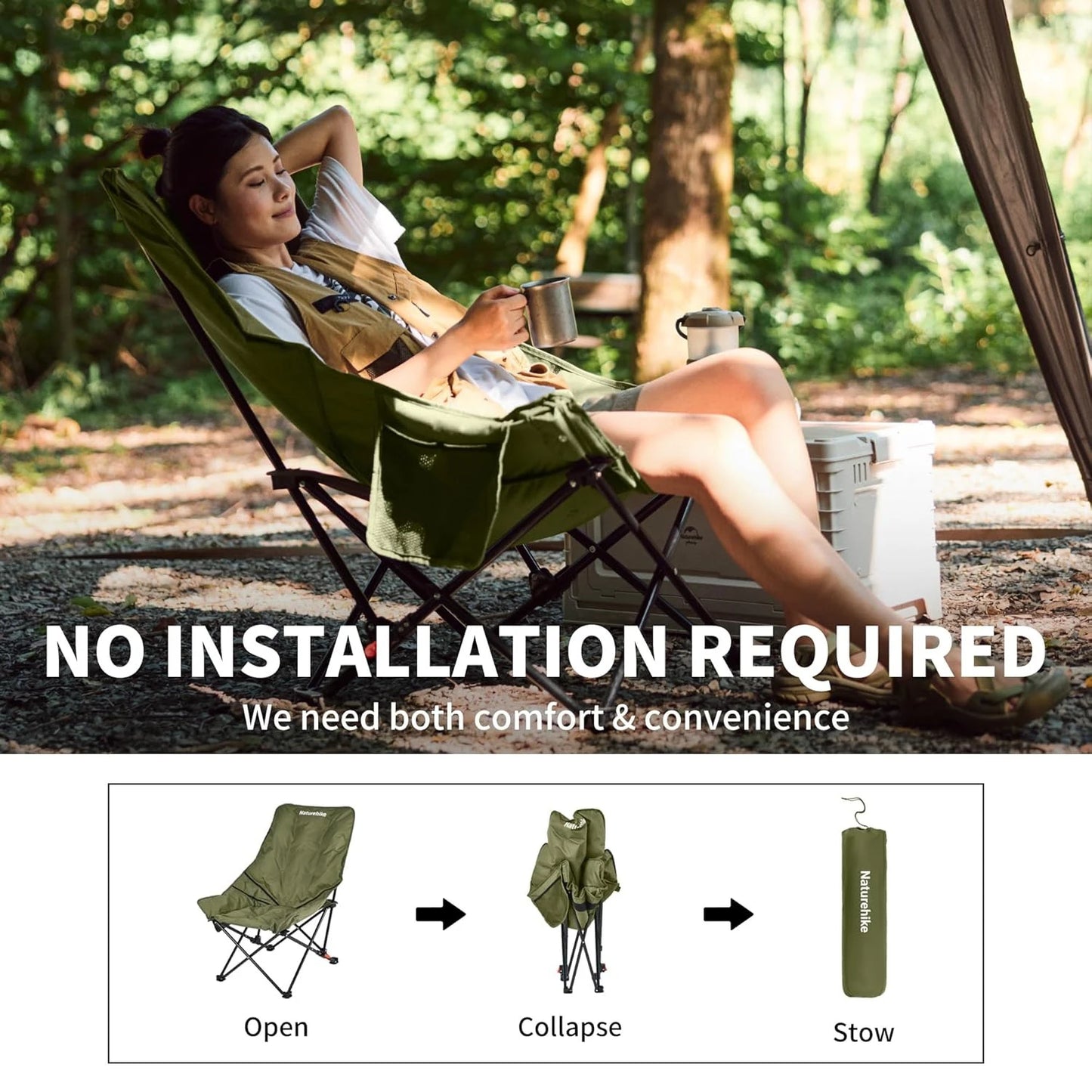 Naturehike High Back Moon Chair Folding Camping Lounger