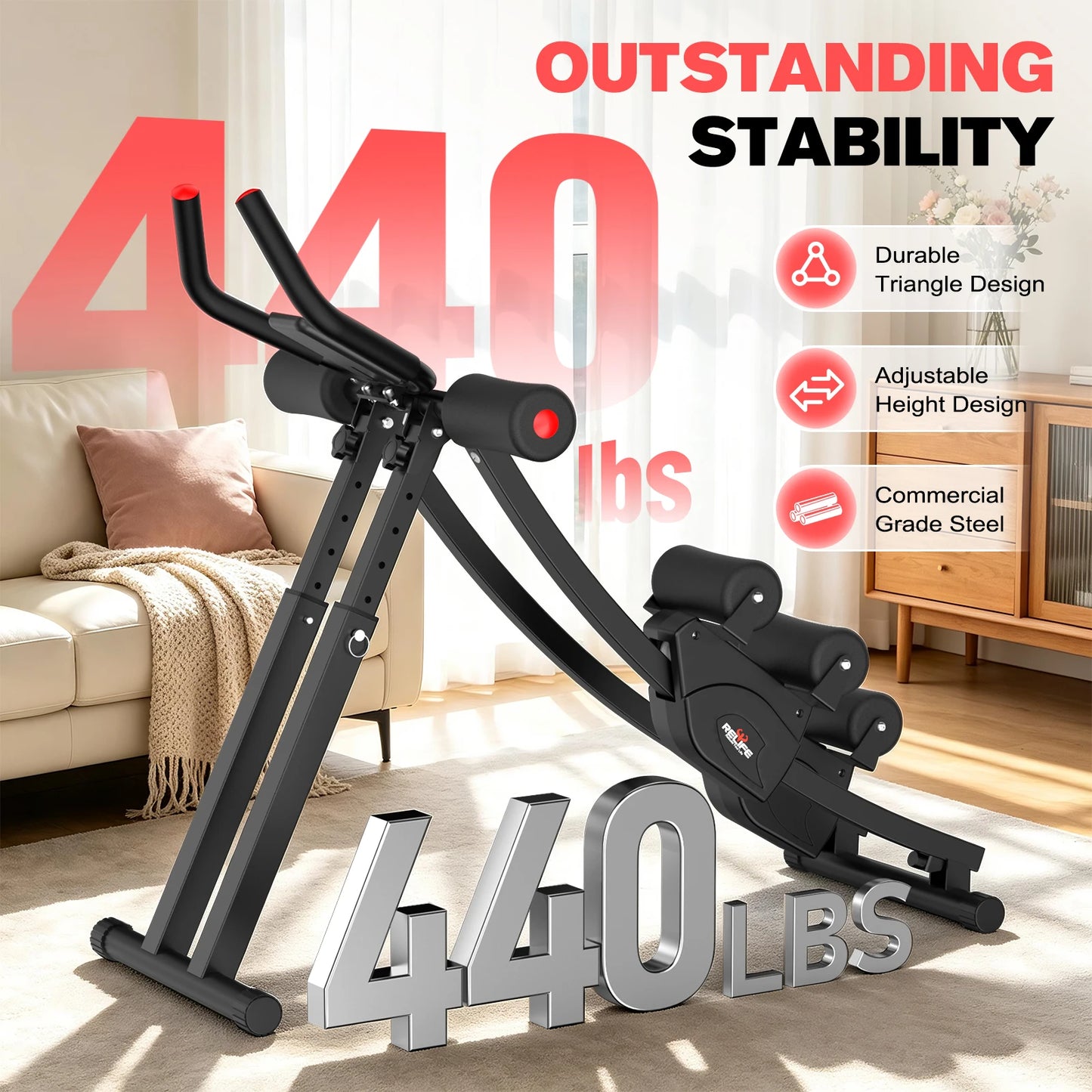 Relife Sports Dual Split Track Ab Machine Foldable Core Trainer