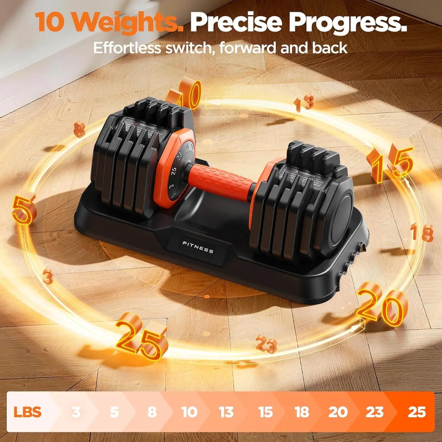 FED Fitness Adjustable Dumbbell Set With Storage Box And Grip