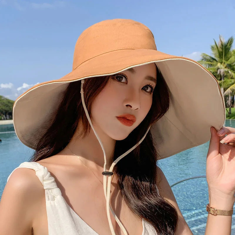 UPF 50 Wide Brim Sun Hat For Women Foldable Travel
