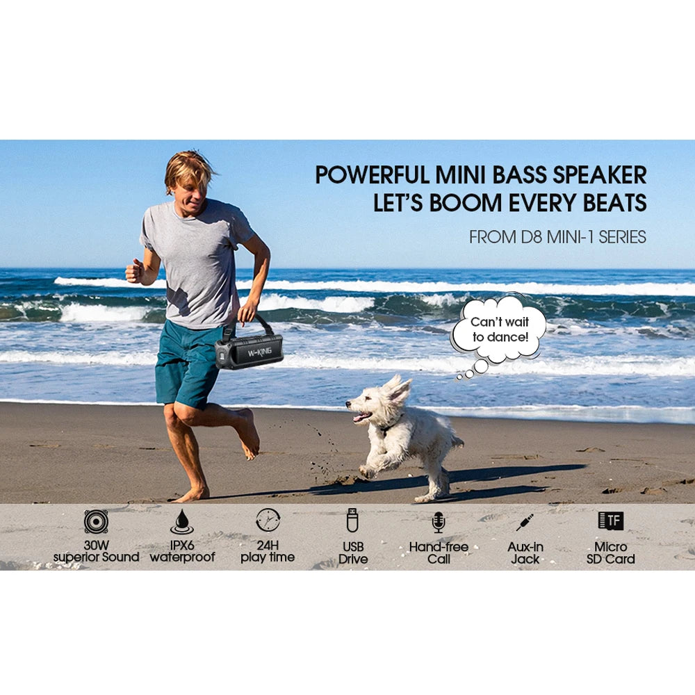 W-King D8mini-1 Bluetooth Speaker 30W Portable Outdoor Waterproof