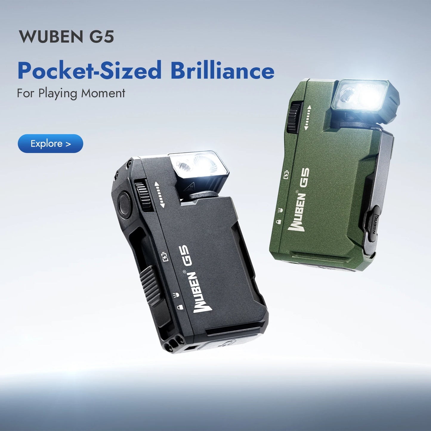 WUBEN G5 Magnetic EDC Flashlight USB C Rechargeable 400 Lumens