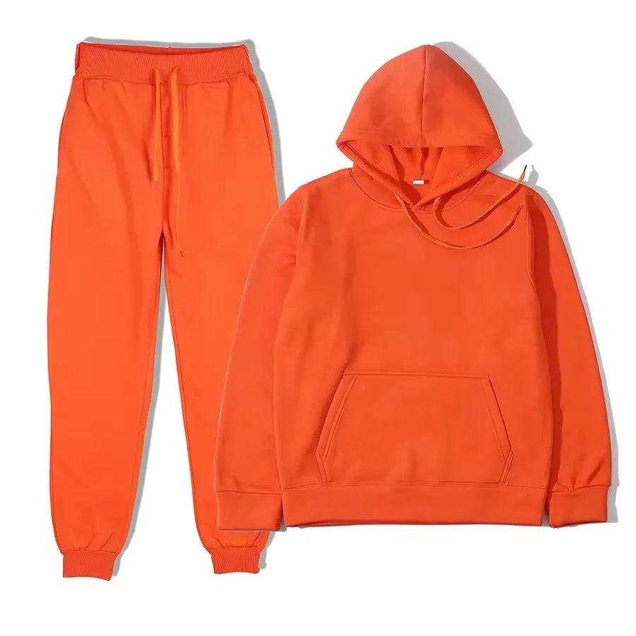Women Winter Tracksuit Two Piece Set Hooded Sweatshirt And Trousers