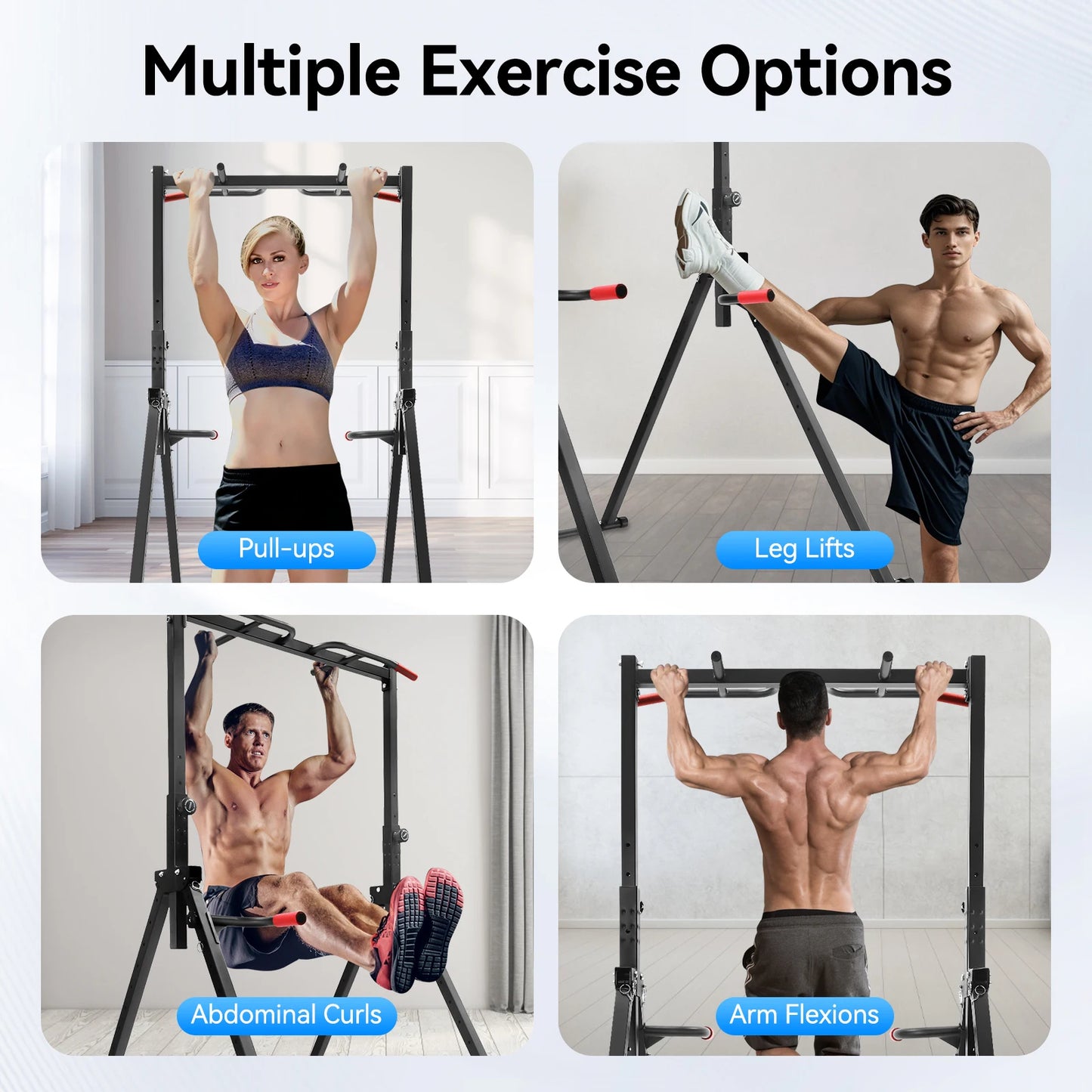 Adjustable Pull Up Bar 200kg Load Capacity Foldable Home Gym