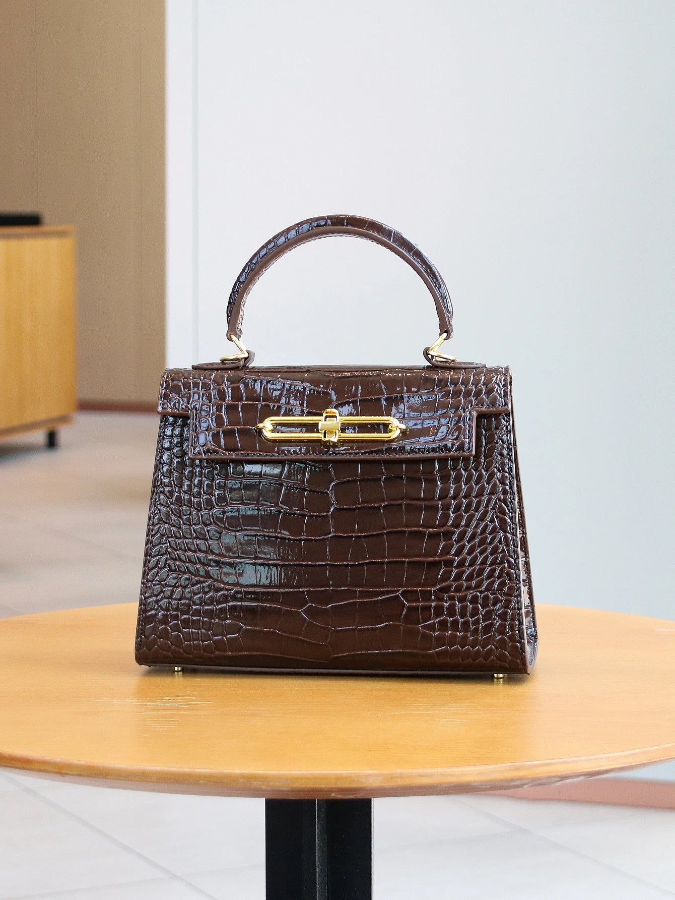 Crocodile Pattern Leather Handbag Portable Fashion Bag For Women
