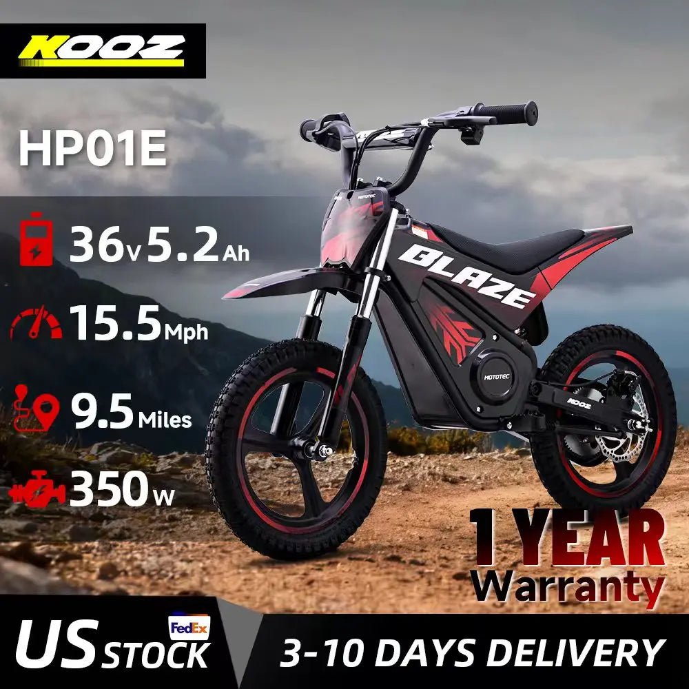 KOOZ HP01E 36V Electric Dirt Bike for Kids, 2 Speeds