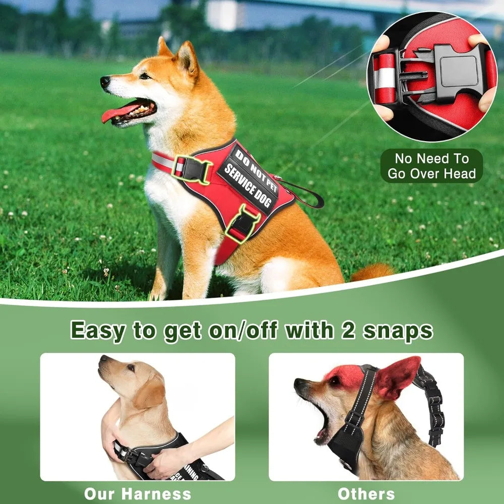 Service Dog Harness And Leash Set With 10 Patches Reflective