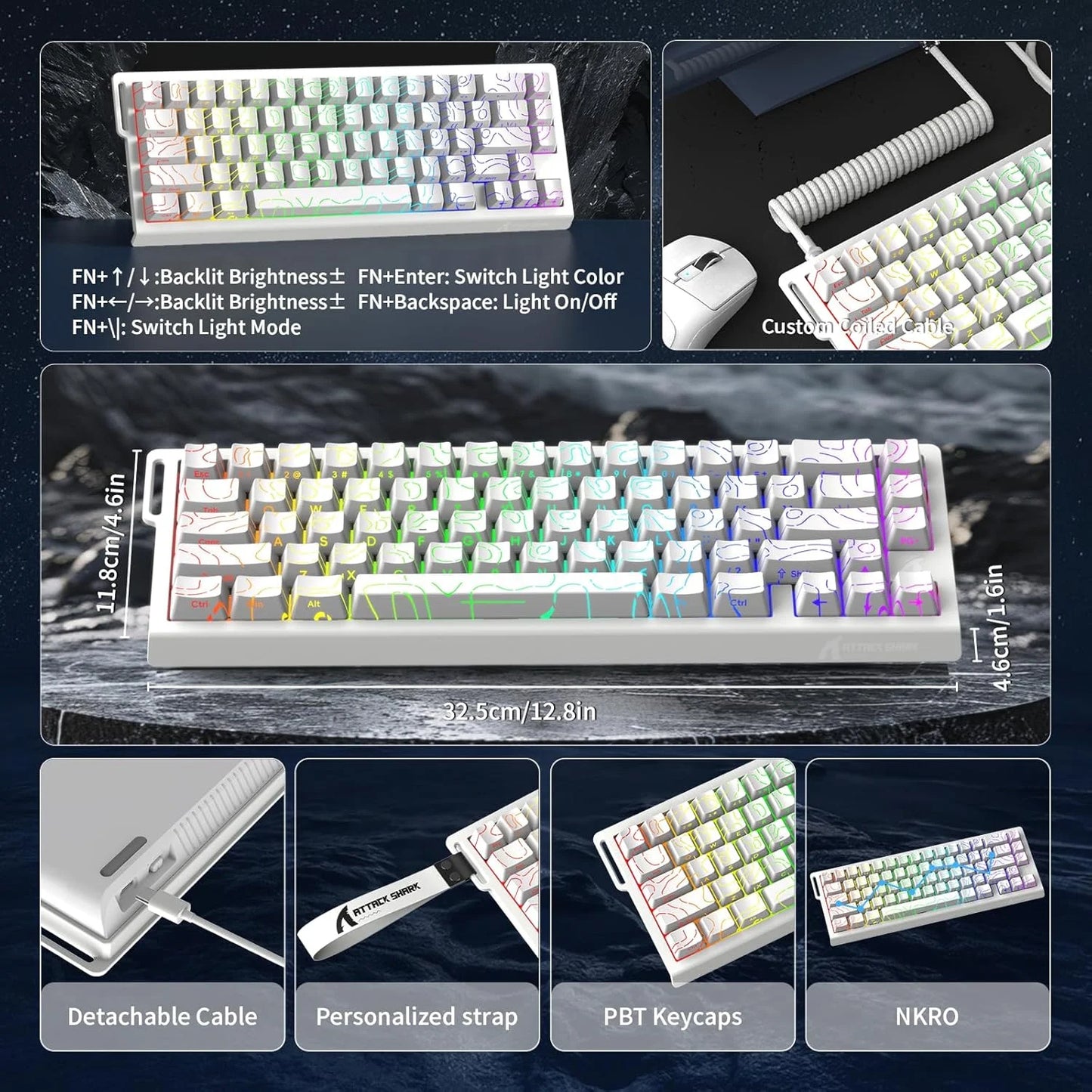Attack Shark X68 HE Rapid Trigger Keyboard With RGB Lighting