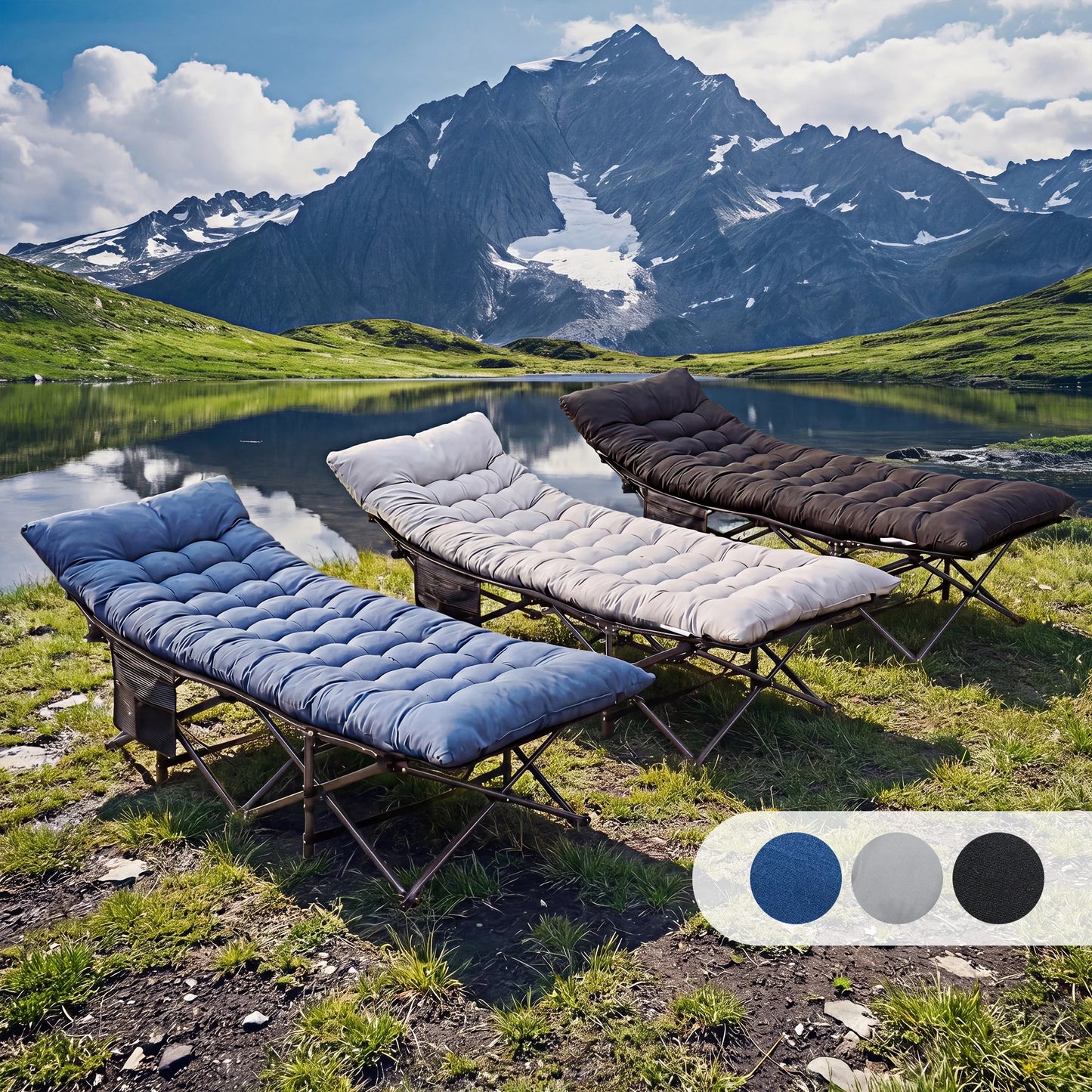 JHK Folding Camping Cot Bed Portable Lounge Chair Outdoor