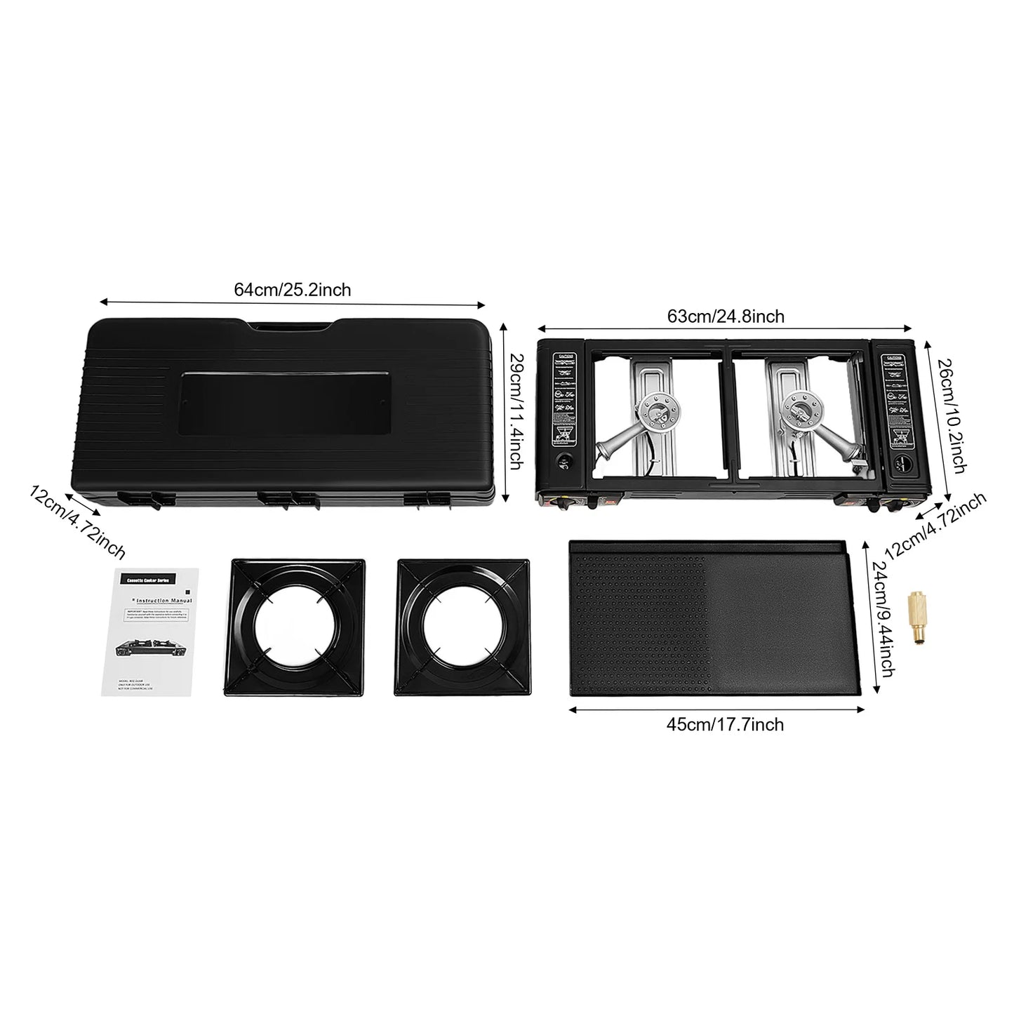 Gas Camping Stove And Grill Pan Set 2500W 2-Burner Outdoor