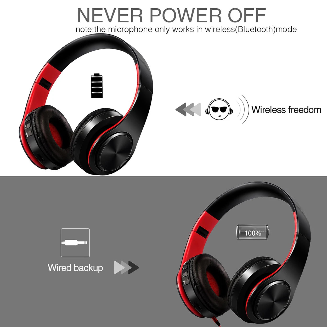 CATASSU Active Noise Canceling Wireless Bluetooth Headset with Mic