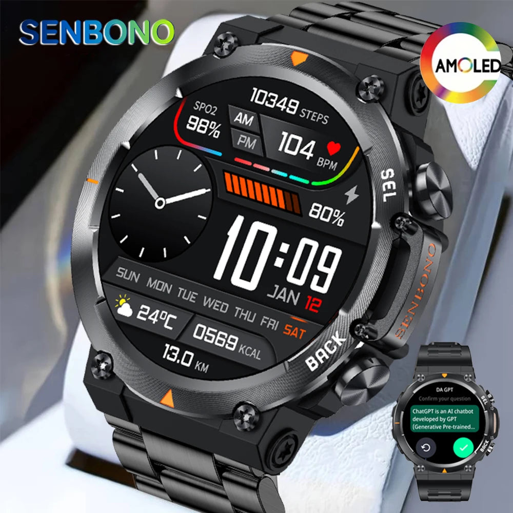 Senbono Max18 Smart Watch With AMOLED Screen And Bluetooth Call