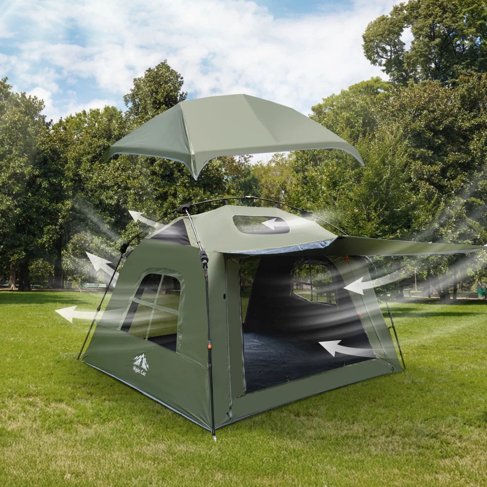 Night Cat Blackout Cabin Pop Up Camping Tent With Rainfly