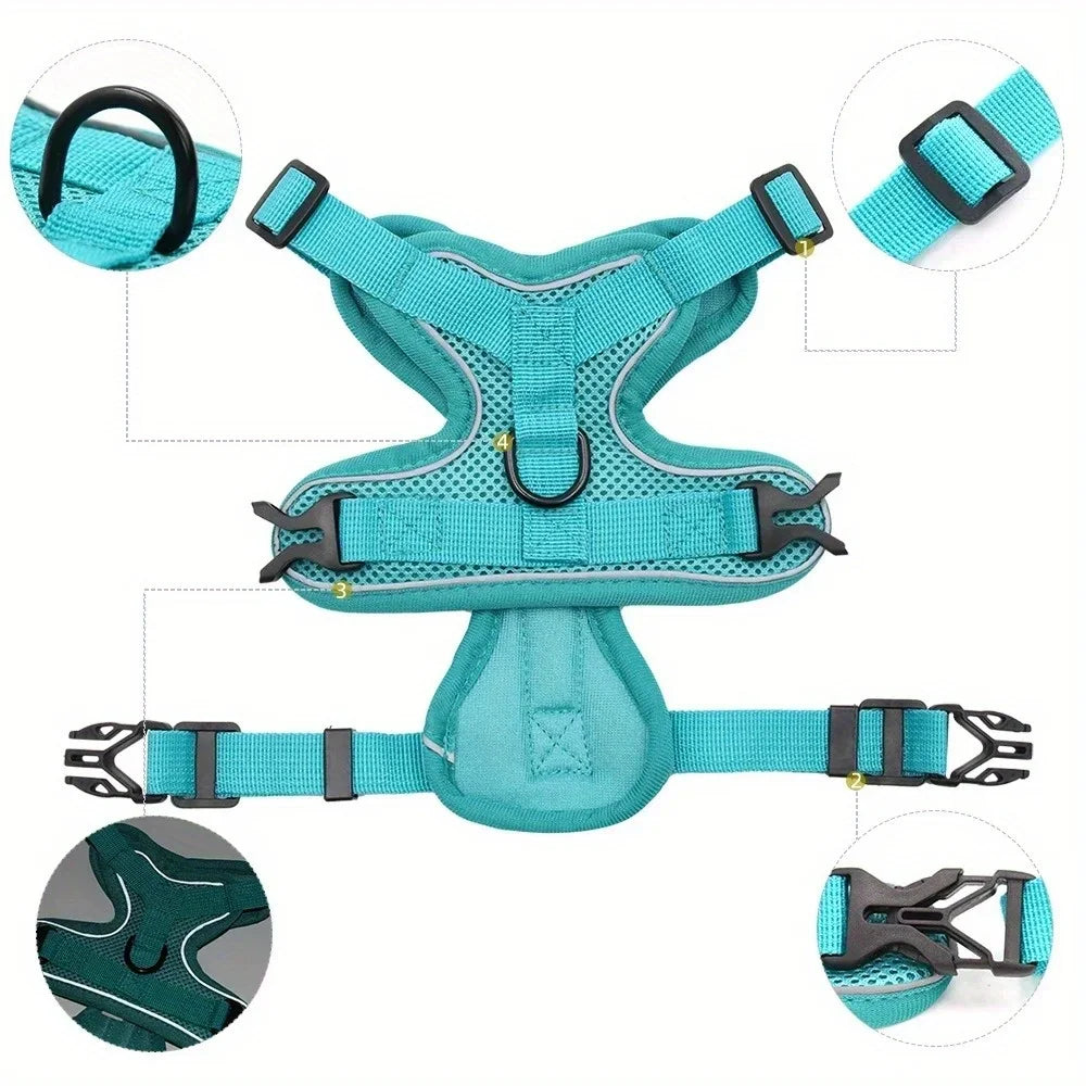 No Pull Dog Harness And Leash Set Reflective Chest Strap