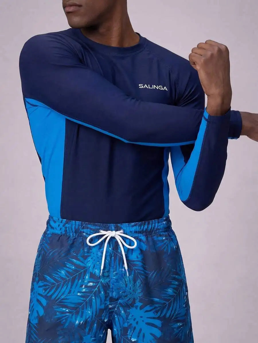 Men's Long Sleeve Rash Guard And Swim Shorts Set Active