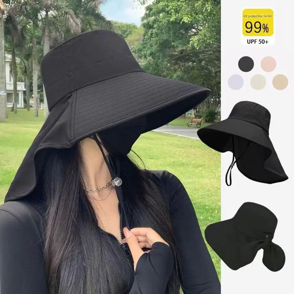 Outdoor UV Neck Flap Fisherman Wide Brim Sun Hat Unisex