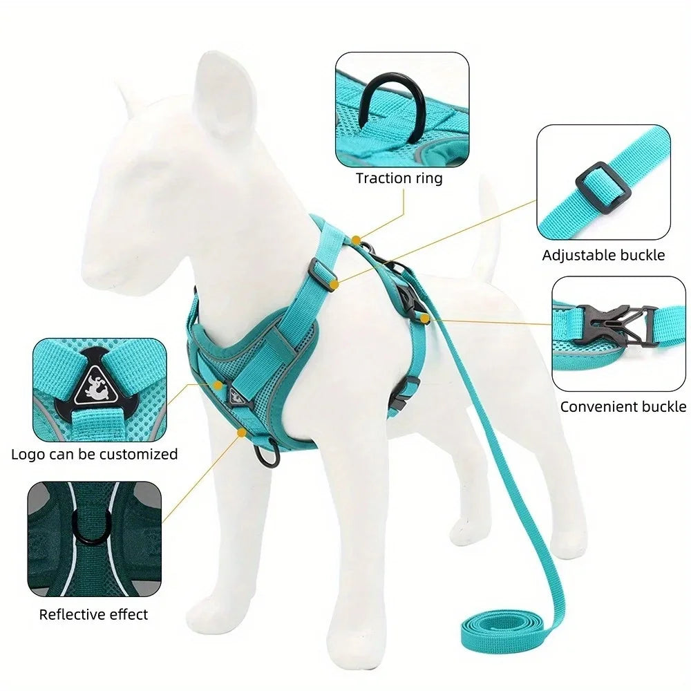 No Pull Dog Harness And Leash Set Reflective Chest Strap