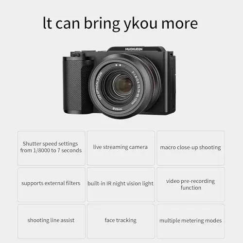 64MP 5K Digital Camera With 16x Optical Zoom For Vlogging
