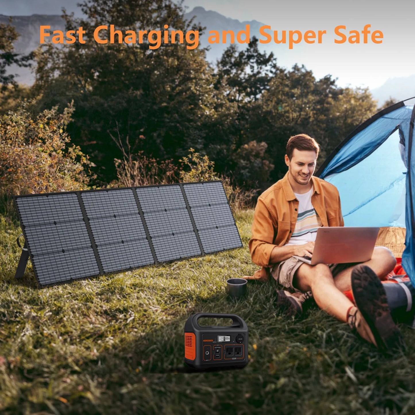 MHPOWOS 220W Portable Foldable Solar Charger Panel Kit For Stations