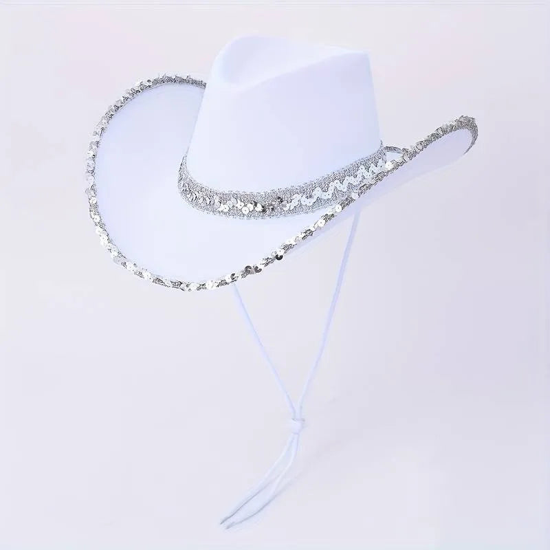 Women Sequin Glitter Party Fedora Hat Adjustable Fit