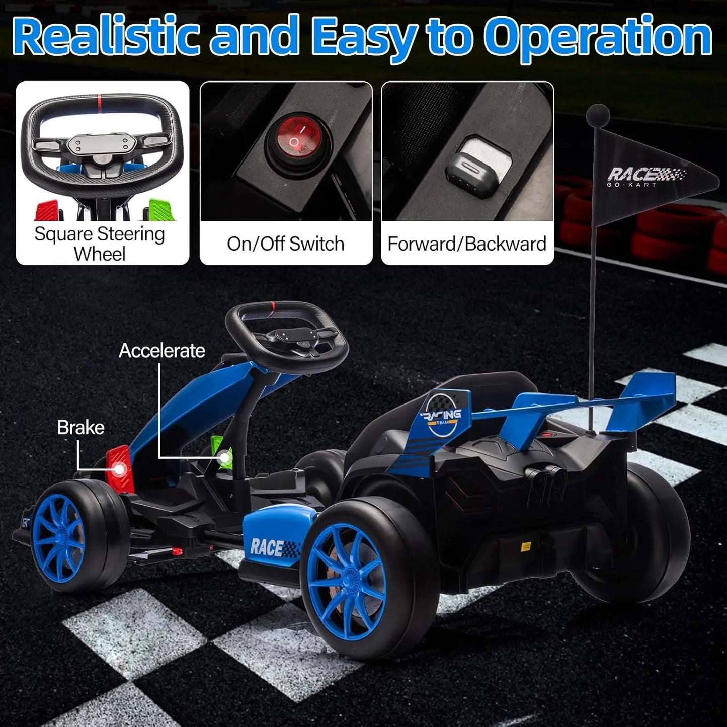 Go Kart Electric Ride Onboard Car 24V Drift Racing Toy