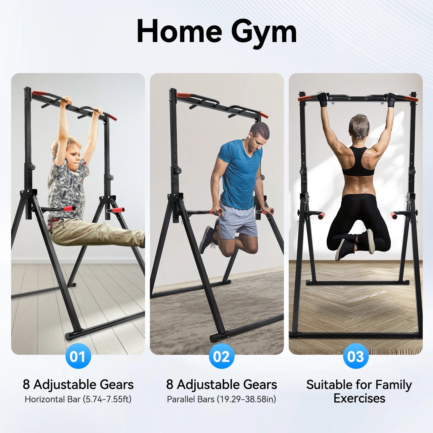 Adjustable Pull Up Bar 200kg Load Capacity Foldable Home Gym