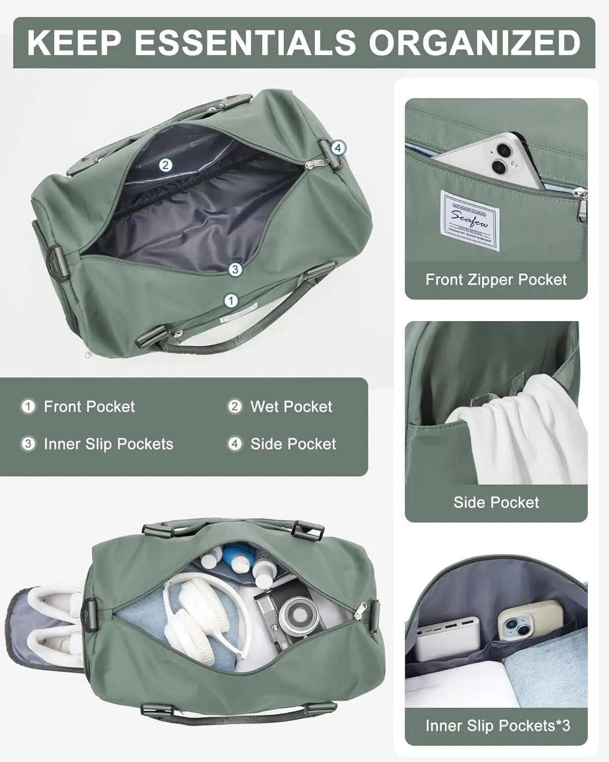 Canvas Women's Gym Bag And Travel Duffel Carry-On For Weekends