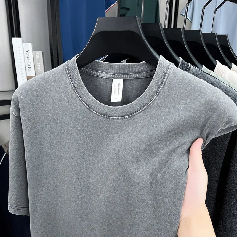 American Style Retro Heavyweight Short Sleeve Tee For Men Women