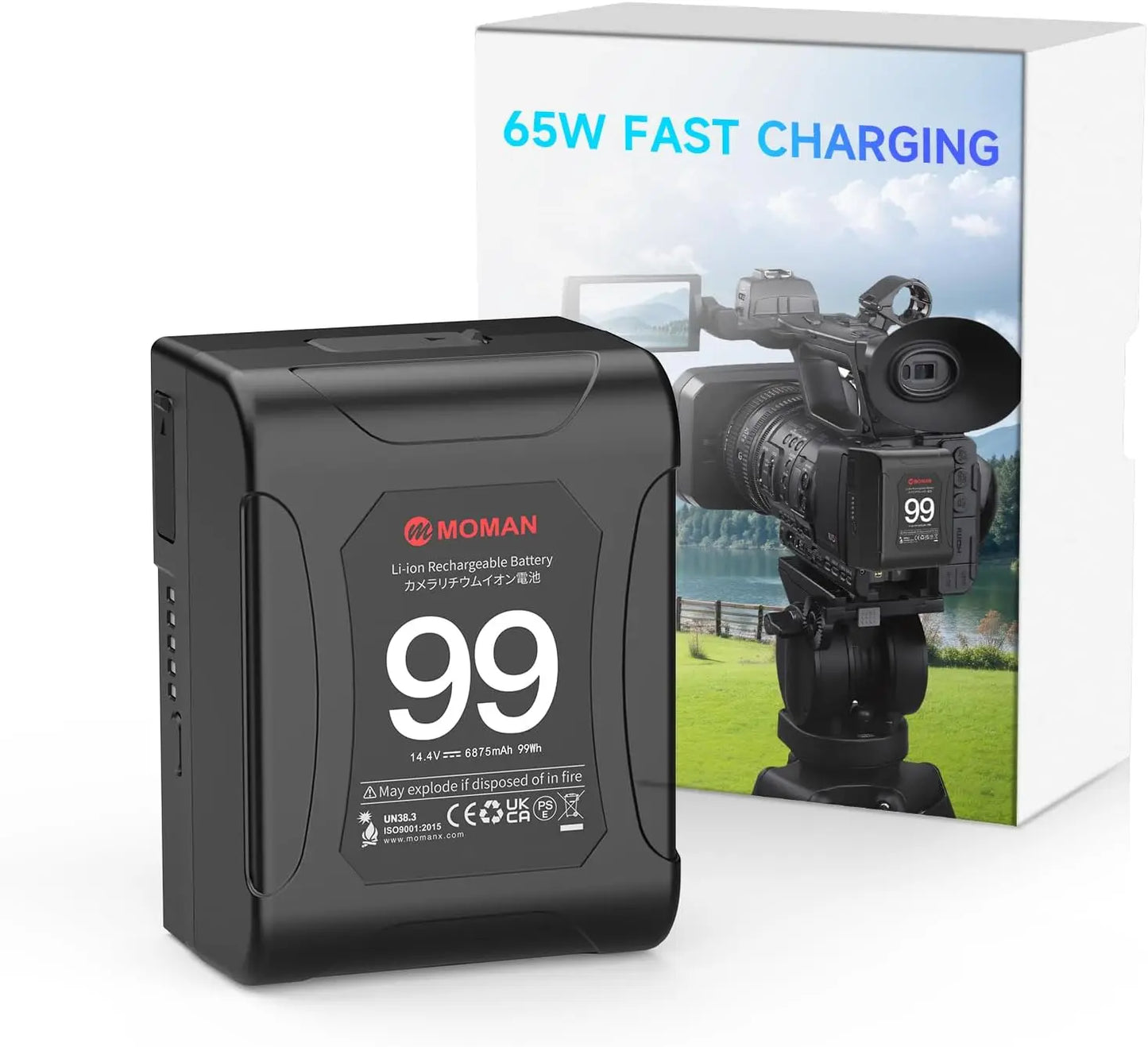 Moman 99Wh V-Mount Battery With Dual D-Tap And USB-C