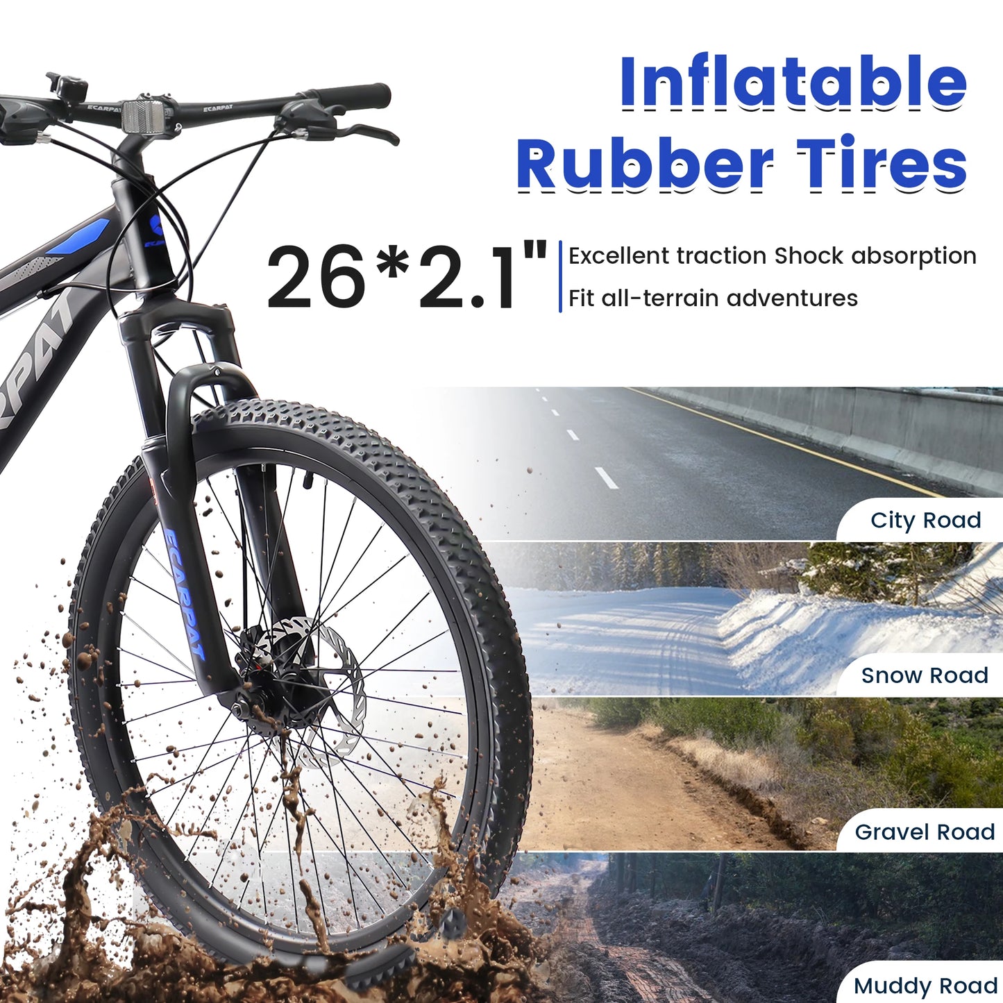 Ecarpat Full Suspension Mountain Bike 21-Speed Disc Brakes Unisex