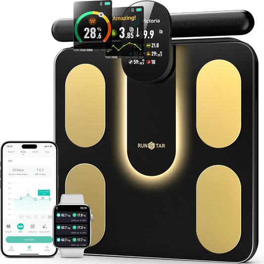 Smart Scale With 8 Electrodes for Body Fat, BMI, Muscle Mass