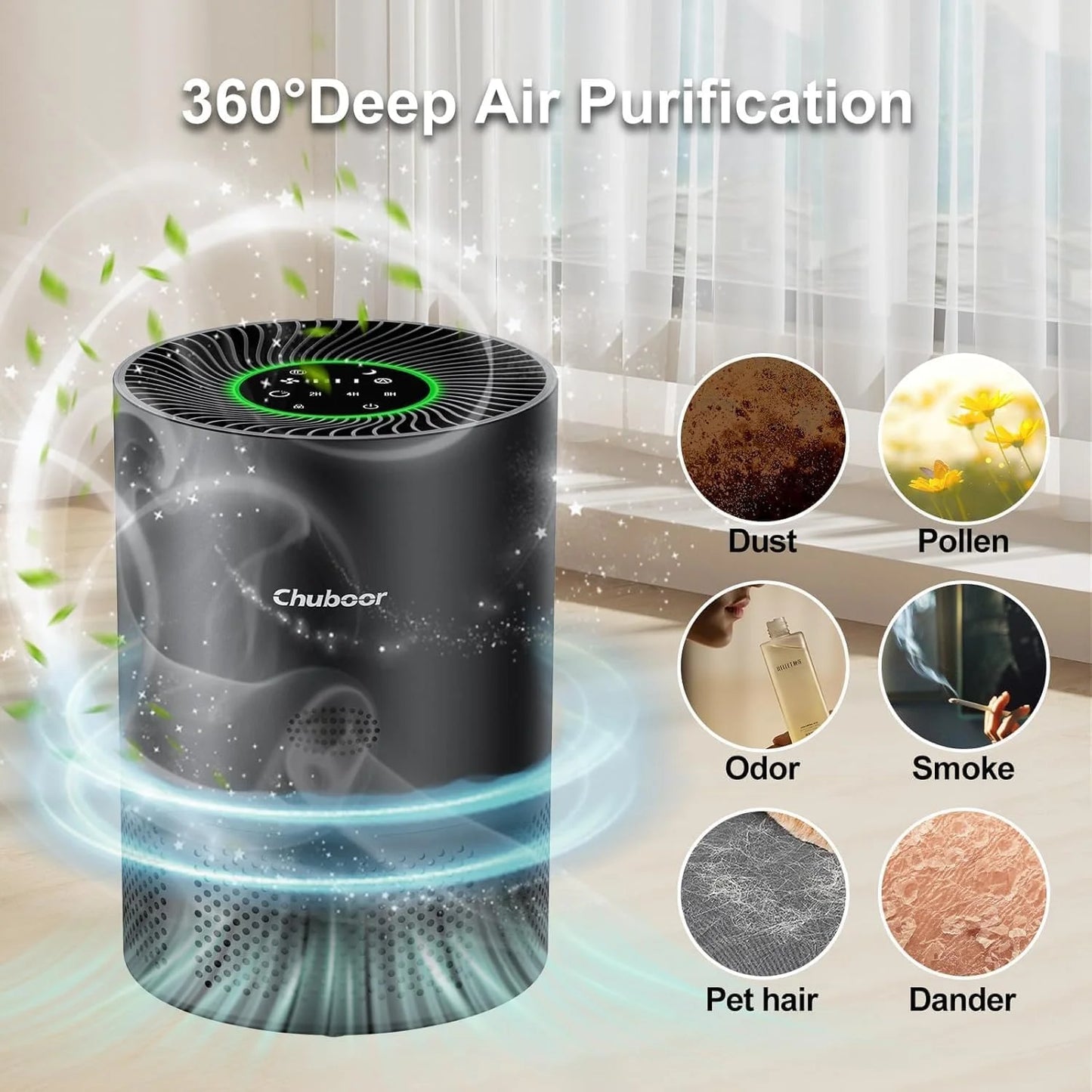 Chuboor H13 True HEPA Air Purifier For Home PM2.5 Odors