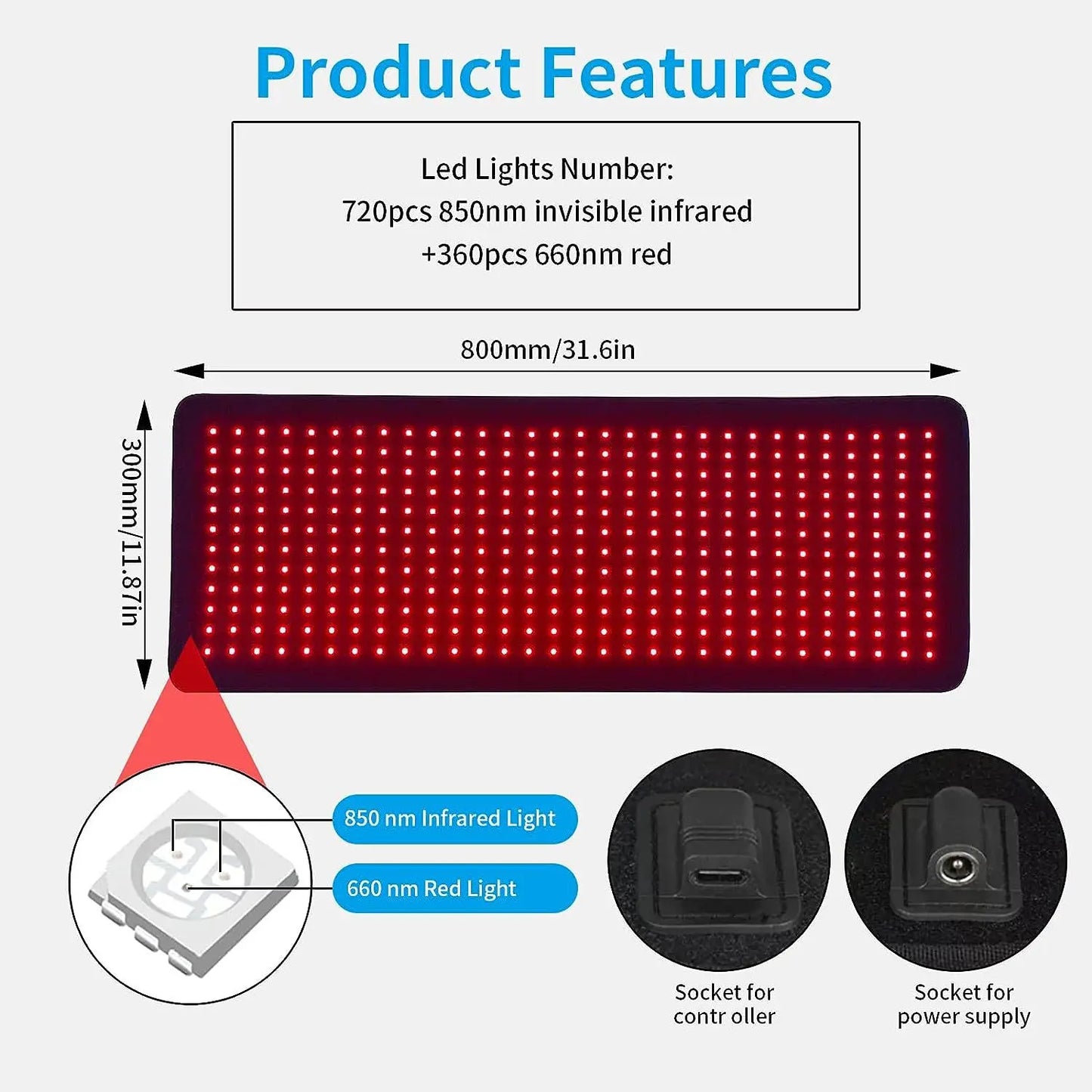 Red Light Therapy Pad Infrared LED Mat Body Pain Relief